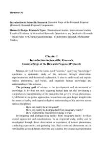 Introduction to Scientific Research Handout