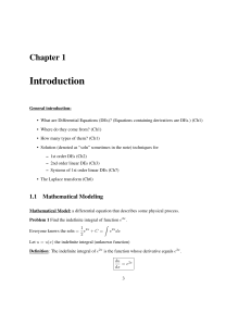 Chapter 1: Introduction to Differential Equations