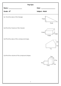 6th Grade Math Pop Quiz: Area & Volume