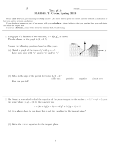 Test #1b: Multivariable Calculus (MA3160) Spring 2019