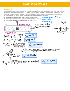 ENGR 3500 Exam 3: Pressure Vessel Stress Analysis