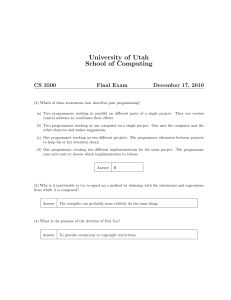 University of Utah CS 3500 Final Exam 2010