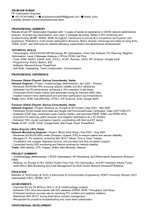 Shubham Kumar RF Optimization Engineer Resume