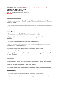 Advanced Level Business Communication Lesson 3: Communication Medias