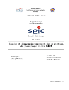 Rapport de stage : Dimensionnement de la station de pompage d'eau SR2