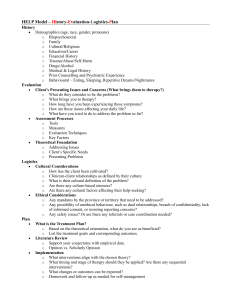 HELP Model: Therapy Framework for History, Evaluation, Logistics, Plan