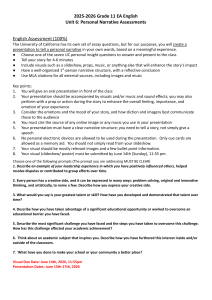 Grade 11 English Personal Narrative Assessment