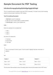 Sample Document for PDF Testing