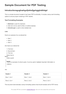 Sample PDF Testing Document: Formatting Examples