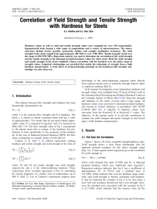Correlation of Yield & Tensile Strength with Hardness for Steels