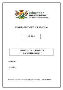 Grade 10 Mathematical Literacy 2026 Term 2 Baseline Assessment