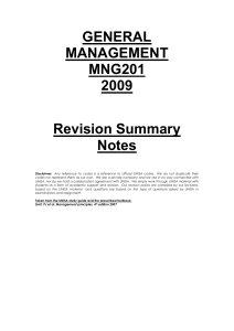 General Management MNG201 2009 Revision Summary Notes