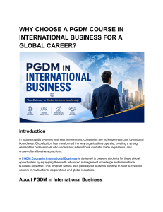 PGDM in International Business: Global Career Pathway