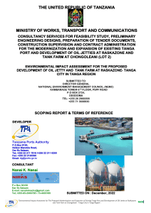 Environmental Impact Assessment for Tanga Port Oil Jetty & Tank Farm