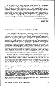 Nick Carraway as Narrator in The Great Gatsby