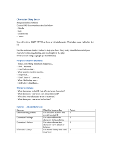 Othello Character Diary Entry Assignment