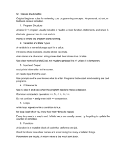 C++ Basics Study Notes