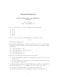Discrete Mathematics Tutorial Sheet MATH236