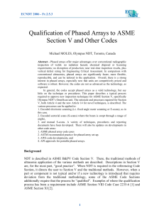 Qualification of Phased Arrays to ASME Section V