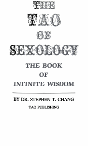 The Tao of Sexology: Infinite Wisdom by Dr. Chang