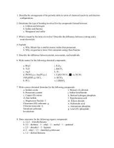 Chemistry Worksheet: Periodic Table, Bonding, Stoichiometry