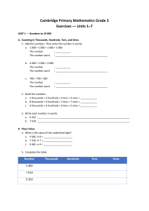 Cambridge Primary Math Grade 3 Exercises Units 1-7