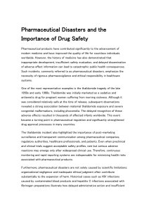 Pharmaceutical Disasters and Drug Safety
