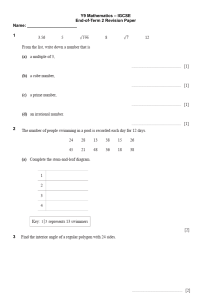 Y9 IGCSE Math Revision Paper