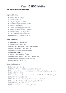 Year 10 HSC Maths 100 Harder Practice Questions