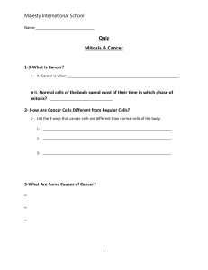 Mitosis & Cancer Quiz