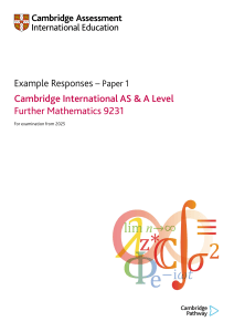 Cambridge AS & A Level Further Mathematics 9231 Example Responses Paper 1