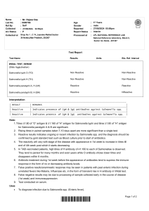 Widal Test Report: Salmonella Paratyphi A & B Results