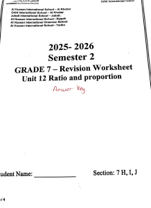 Grade 7 Math Worksheet: Ratio and Proportion