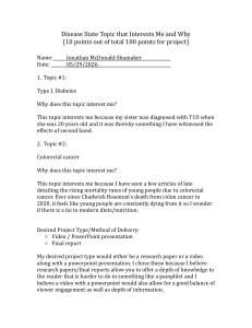 Disease State Topic Proposal: Type 1 Diabetes & Colorectal Cancer