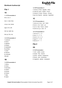 English File A1/A2 Workbook Audioscript