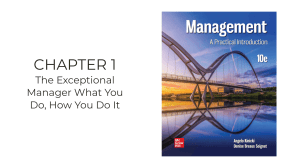 Management Chapter 1: The Exceptional Manager