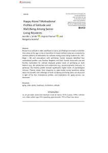 Motivational Profiles of Solitude and Well-Being in Senior Living Residents