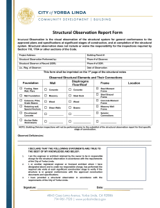 City of Yorba Linda Structural Observation Report Form