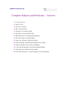 Complete Subjects and Predicates Answers