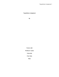 Negotiations Assignment: Active Listening & Negotiation Phases