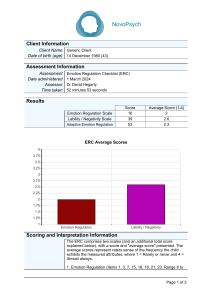 Emotion Regulation Checklist (ERC) Results Report