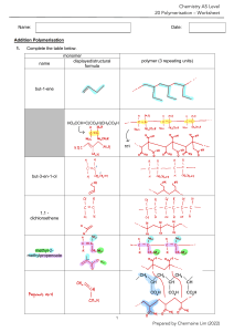 Addition Polymerisation O Level Chemistry