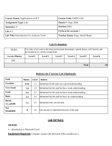 Lab 2: Introduction to Excel Analysis Tools - CMPE-113L
