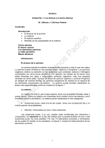 Qu&iacute;mica: &Aacute;tomos y Teor&iacute;a At&oacute;mica - Unidad I