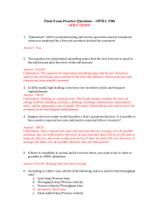 OPMA 3306 Final Exam Practice Questions & Solutions