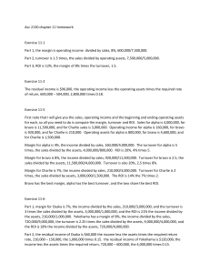 Acc 2130 Chapter 11 Homework: Margin, Turnover, ROI Exercises
