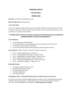 Personal Health HE 250 Online Syllabus Spring 2026