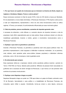 Resumo Hist&oacute;rico - Revolu&ccedil;&otilde;es e Napole&atilde;o