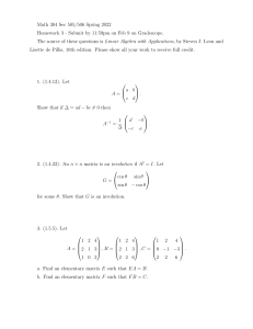 Math 304 Homework 3: Linear Algebra Problems