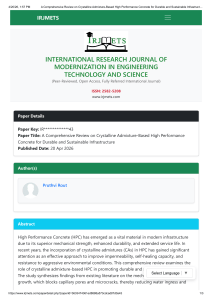 Crystalline Admixture-Based HPC Review for Durable Infrastructure